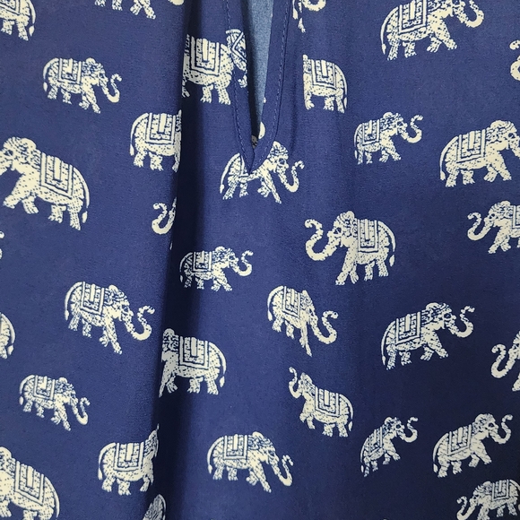 Pink Rose‎ Size Small Blue Indie Twee Elephant Print Blouse - Picture 4 of 5